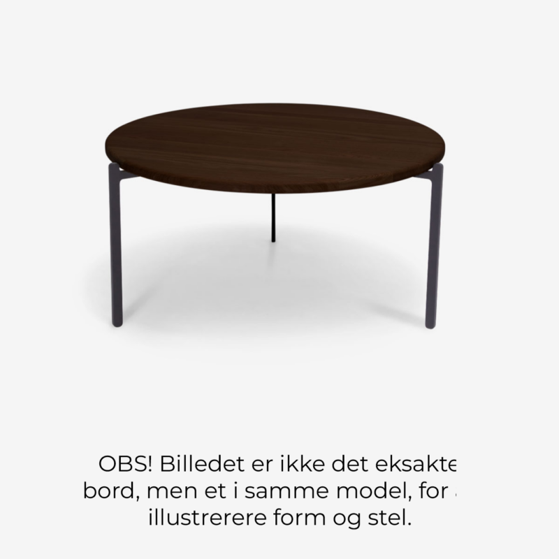 Rundt sofabord i røget eg
